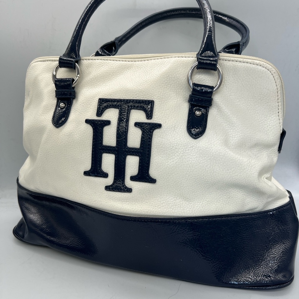 Tommy Hilfiger off White and navy Two-Tone Logo Tote